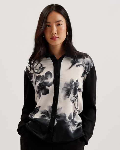 GWEENN-Knitwear-Printed Woven Front Longline- Ted Baker Romania